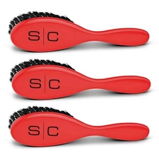 StyleCraft The Fresh Cut Fade & Cleaning RED Barber Brush 3-PACK Stylist SC318SR