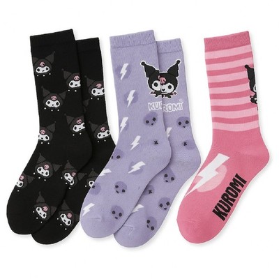 Kuromi Socks 3 Pack Cotton Socks, Casual and Everyday Socks 36-43