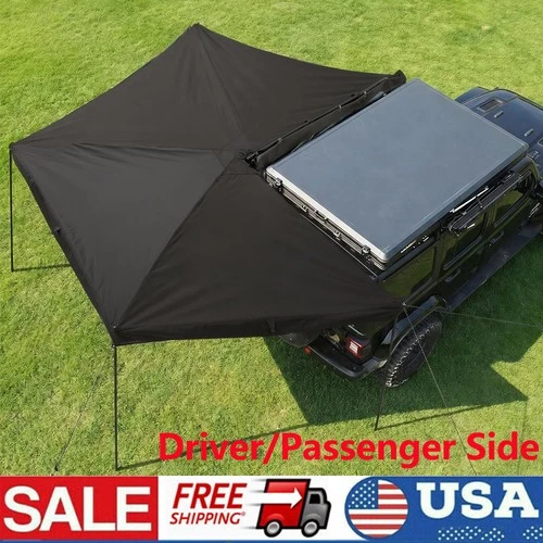 270 Degree Car Awning Pull Out Awning Vehicle Blackout Coating Camping Black