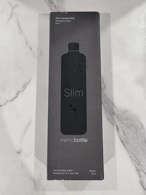 Memobottle SLIM Stainless Steel Bottle 20oz - Black - NEW!
