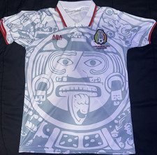 ABA Sport Mexico Soccer Jersey FIFA World Cup France 1998 White/Gray Size M