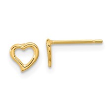 14k Yellow Gold Heart Shape Beauty Stud Earrings For Women