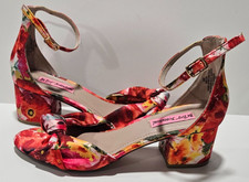 Betsey Johnson Floral Block Heel Dress Heels Women  s 6.5 Ankle Strap Great