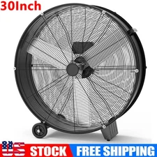 30" High Velocity Industrial Drum Fan 3 Speed Heavy Duty Portable Air Circulator
