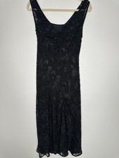 Vintage Womens Y2K Whimsigoth Asymmetrical Midi Slip Dress Size M Black Fairy