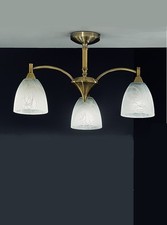 Franklite Lighting 3 Light Bronze Semi Flush Ceiling Light Alabaster Glass