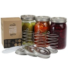 Trellis + Co. Stainless Steel Fermentation Jar Kit | 3 Waterless Fermenter Ai...