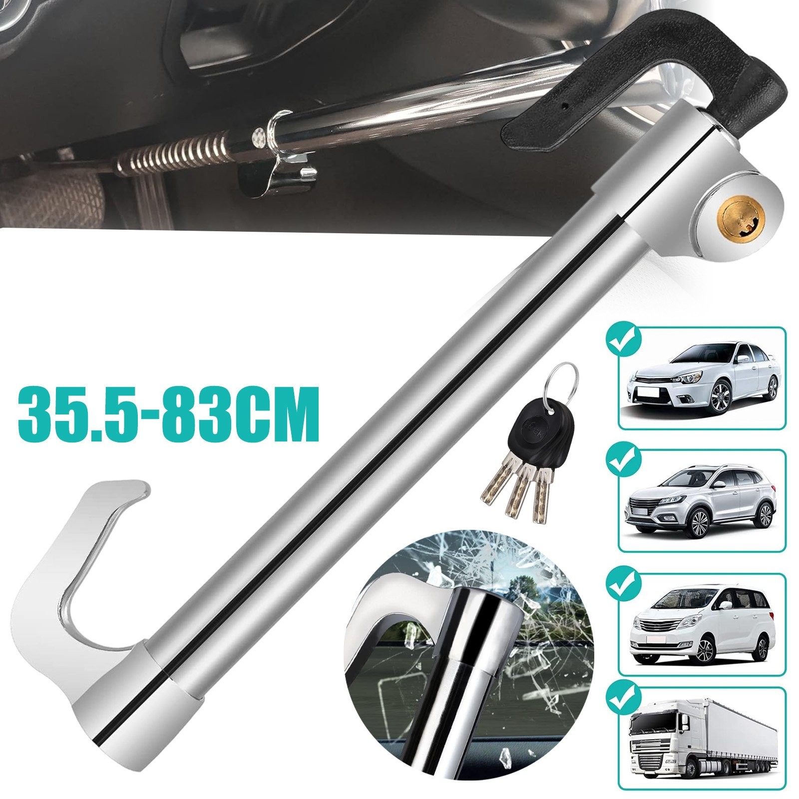 Steering Wheel Lock Anti-Theft Device Telescopic Design Car Security for Van UK
