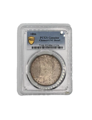 1886-P Morgan Silver Dollar PCGS Genuine Cleaned-UNC Detail; KM110