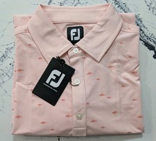 NWT FootJoy FJ School Of Fish AOP Golf Polo Shirt Medium New w/ Tags Read 