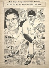 Vintage 1967 Gary Bell Boston Red Sox Pitcher Bob Coyne Art Newspaper Page OFF3