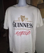 Vintage NWT Guinness Beer Print White T-Shirt Adult L Official Merchandise 