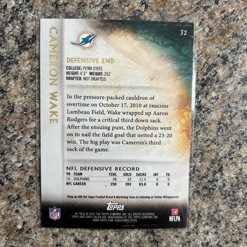 2015 Topps Valor Glory #32 Cameron Wake #/299 - Foto 2 di 2