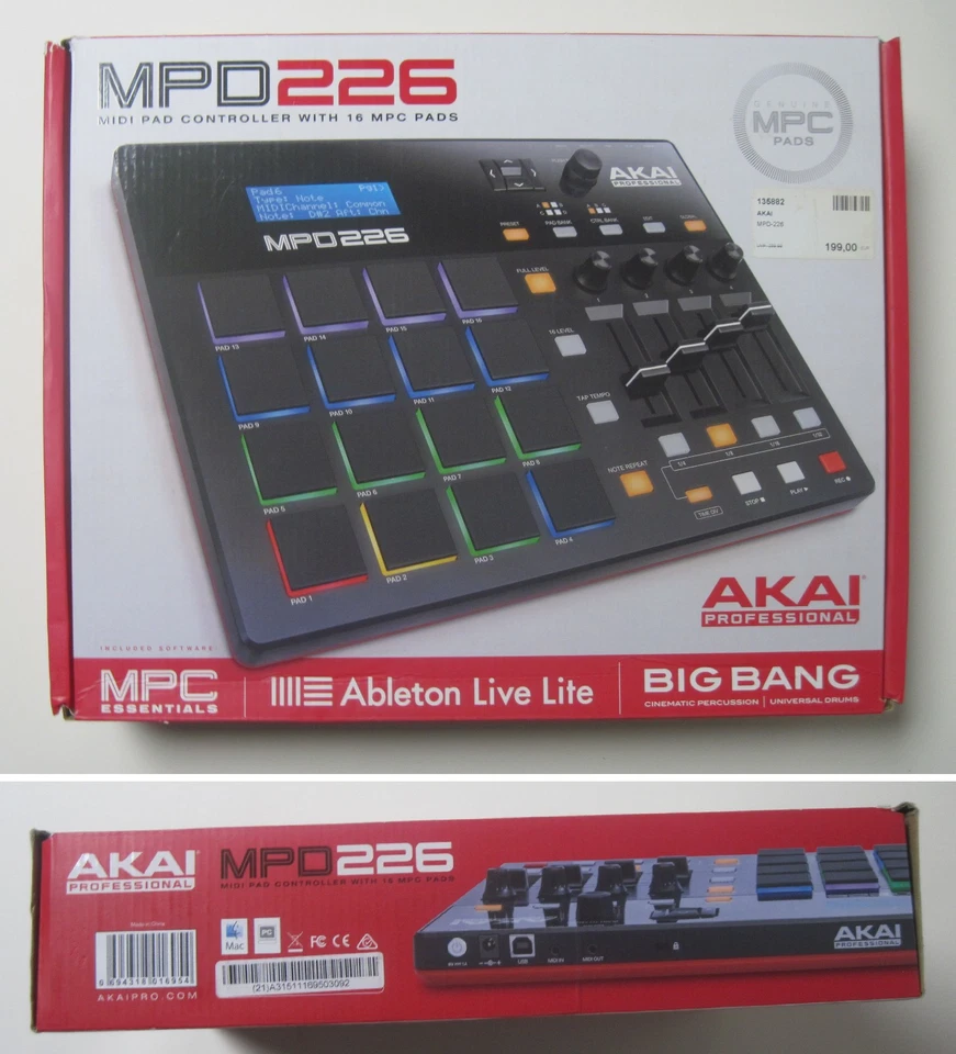 AKAI Professional MPD226 Midi Pad Controller USB Original Zubehör Kaufpreis 199€ - Bild 2 von 4