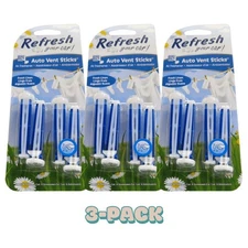 3PK Refresh Your Car Air Freshener Auto Vent Clip Stick Fresh Linen Scent 4/Pack