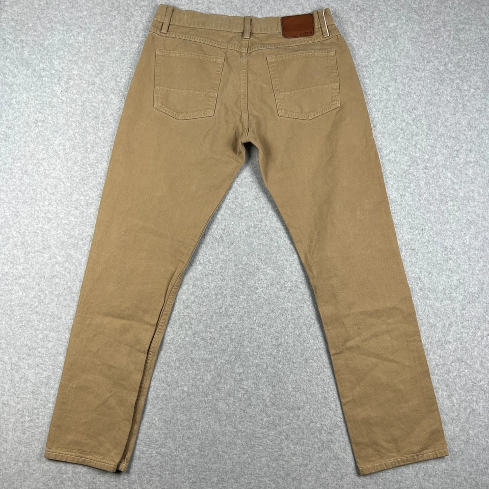 Pantalones de mezclilla Gustin California ajustados crudos con ribete 35x31 beige para hombre Foto 2 de 4
