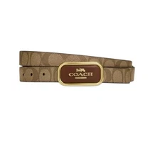 COACH Belt Signature Buckle Cut To Size Reversible Brown/Gold Morgan 25mm OS NWT