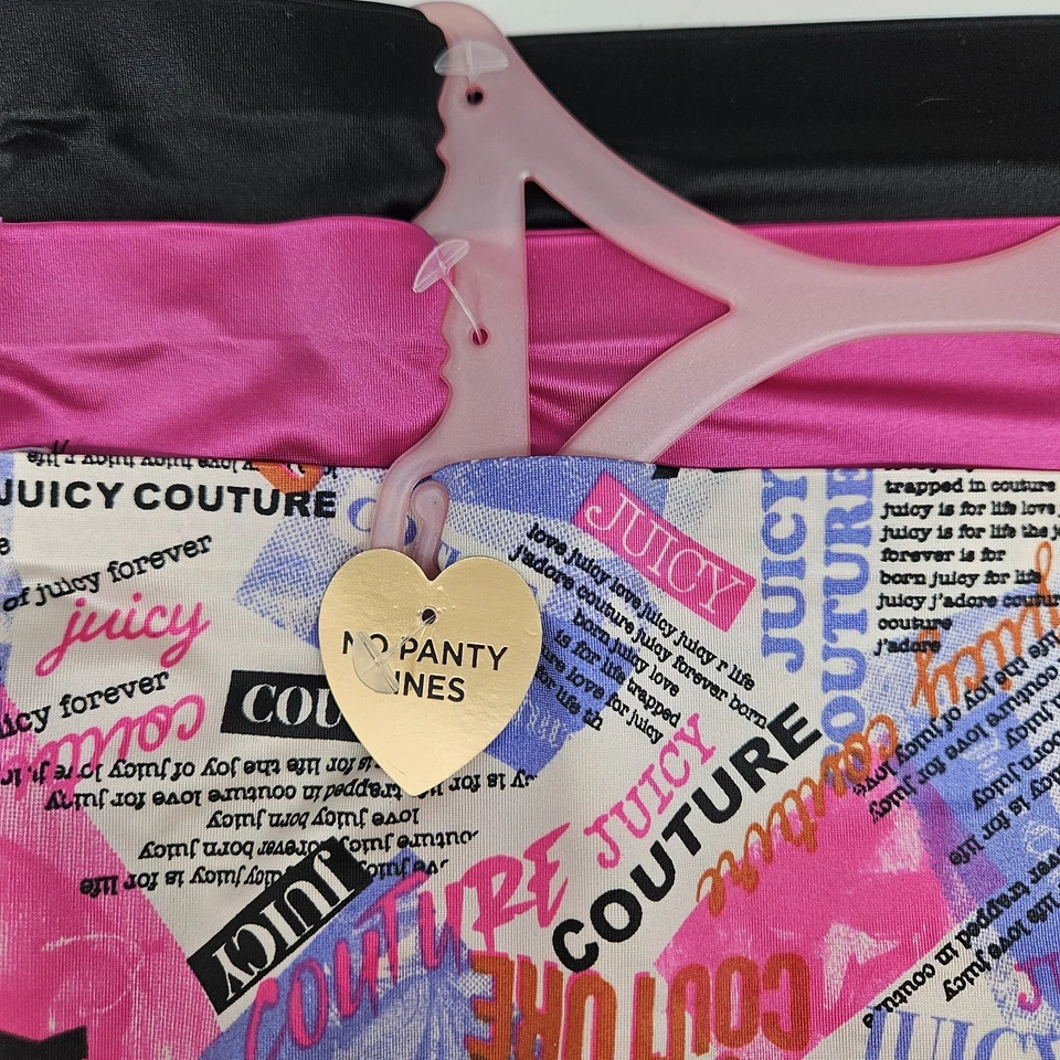 Paquete de 3 bragas de encaje descaradas satinadas para mujer JUICY COUTURE M L negro rosa blanco Foto 4 de 4