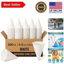 Biodegradable White Paper Cone Cups - 200 Count, Perfect for Quick Hydration