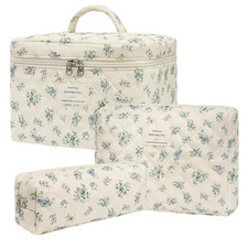 Makeup Bag,Quilted Cosmetic Bags,Large Floral Make Up Organize bag,Makeup Bag Se