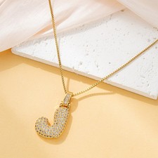 1pc Women  s Hip Hop Initial J Pendant Necklace Elegant Sparkling Holiday Gift