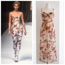 Dolce & Gabbana Spring/Summer 1997 Floral Beige Nude Sheer Dress