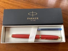 Parker IM Premium Fountain Pen Red Gold Trim Medium Nib