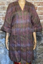 VTG Andrew Stewart Scotland Purple Green Fuzzy Mohair Coat Sz S/M/L