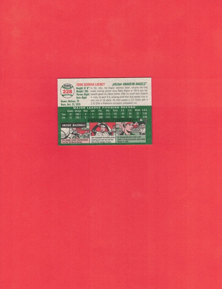 2003 Topps Heritage #228 John Lackey! Anaheim Angels! - Image 2 of 2