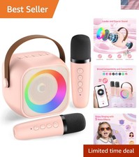 Rechargeable Mini Karaoke Speaker with Lights  Voice Effects   Ideal Kids Gift 