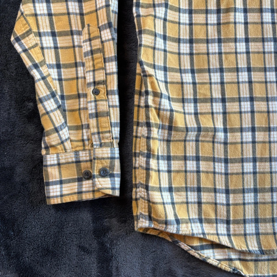 Cabela's Mens Flannel Shirt Button Up Plaid Yellow Black White Medium Regular - Image 4 of 4