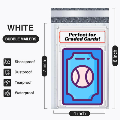 what size bubble mailer for graded cards Bubble Mailers TCG Sports Trading Cards 4X8 Poly Padded Envelopes 4