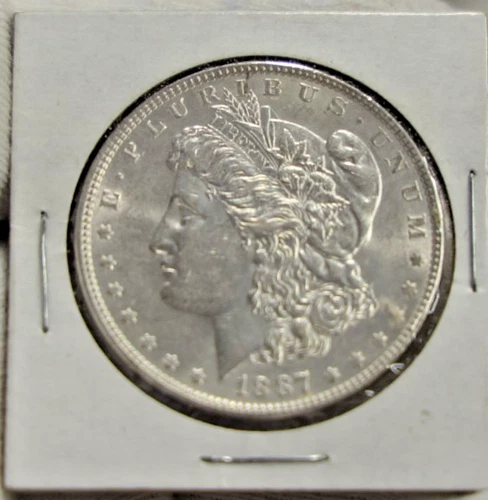 1887 US Morgan Silver Dollar $1 AU (Cleaned)