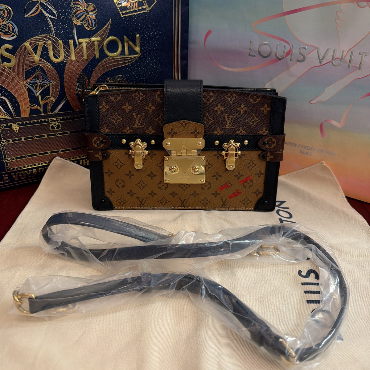 Louis Vuitton Trunk Clutch Monogram Canvas Shoulder Bag Crossbody