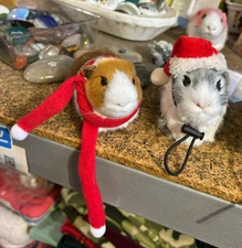 HOLIDAY FUZZ REAL Faux Guinea Pig Furry Decor Assorted Colors Hat Santa Tea Bow