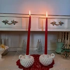 Vintage Unmarked Fenton White Milk Glass Hobnail Candle Holders Set of 2