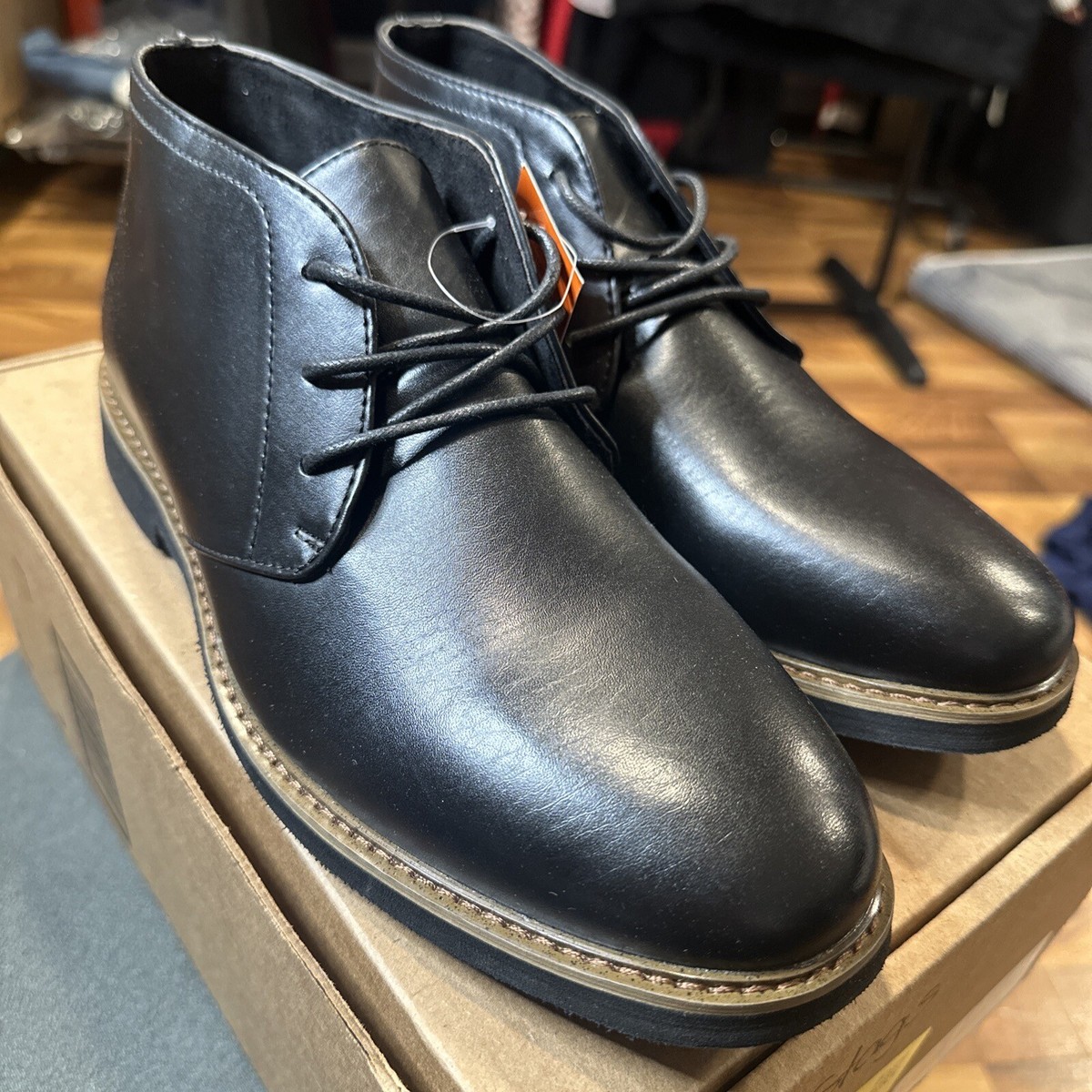 Deer stags men’s size 7excellent black leather chukka boots slip in luxury ds-mens-jaydenvega-blk-8m-  main image 2