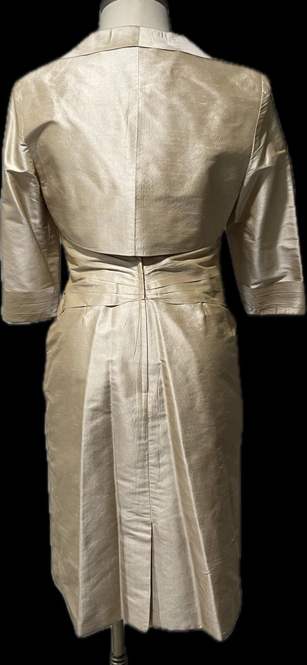 MON CHERI Mother of the Bride SILK 2 Pc Dress Jacket Champagne Size 12-14 EUC - Image 3 of 4