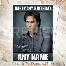 Damon Salvatore birthday card. 5x7 inches. Vampire Diaries. Personalised.