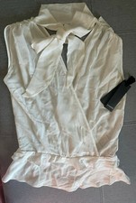Top/camicetta senza maniche in seta bianca Pinko_taglia 40_S/M_nuova con etichette_lusso