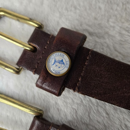2 SOUTHERN TIDE Woven Canvas Leather PREPPY SwordFish Ocean BELTs 30** - Picture 4 of 16