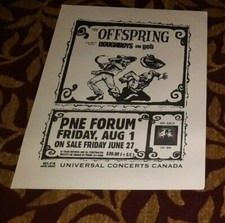 OFFSPRING DOUGHBOYS GOB CONCERT POSTER VANCOUVER AUGUST 1ST, 1997 W/PASS