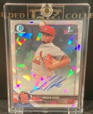 2018 Bowman Jordan Hicks 1st Chrome Prospect Atomic Auto /100 Cardinals Giants