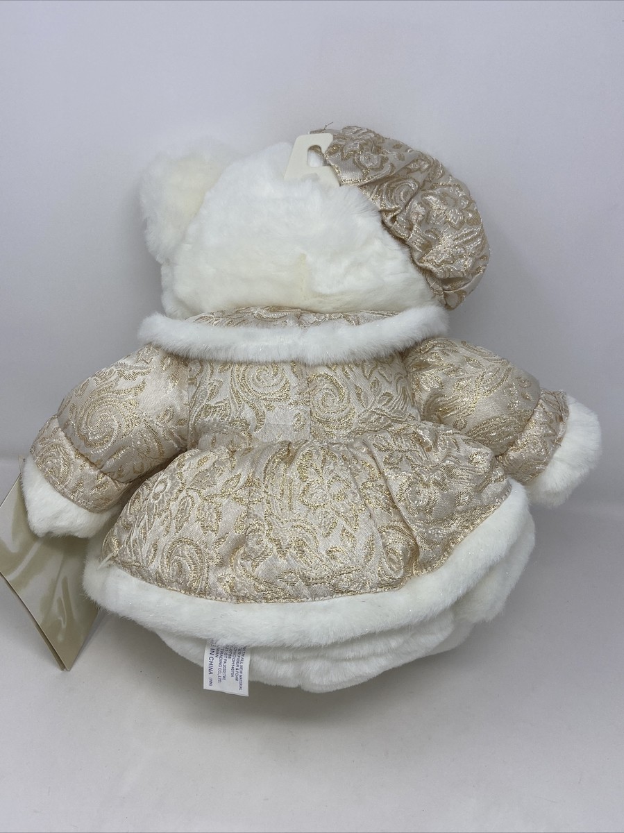 2001 KEEPSAKE MEMORIES CHRISTMAS BEAR WHITE/GOLD DRESS AND HAT 18