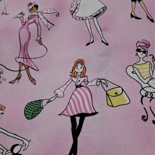 Jackii Jones Paris Now Fabric, 1 Yard x 40", Pink Fashion Ladies Print - Picture 4 of 9