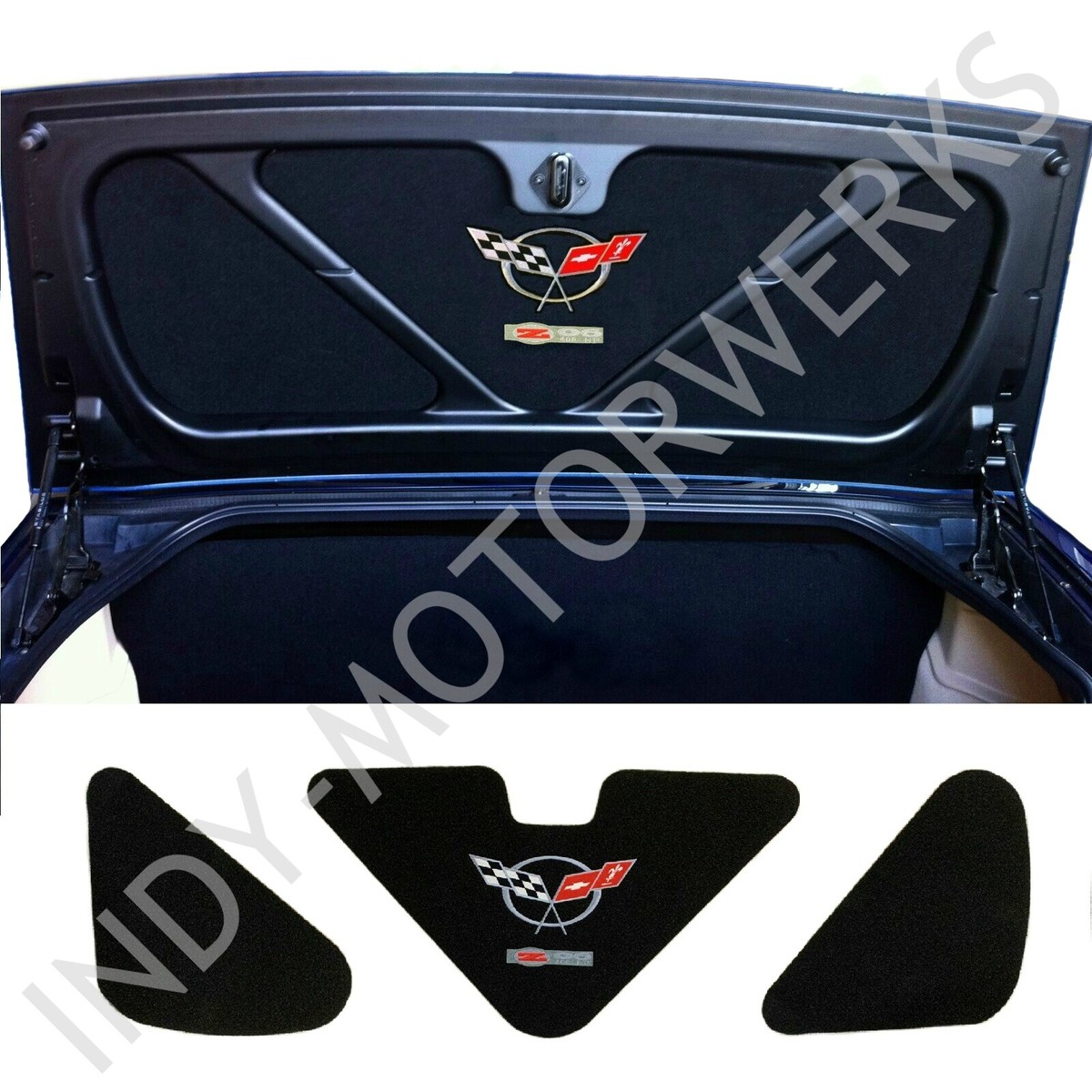 C5 CORVETTE TRUNK LID LINER CROSS FLAG + ZO6 405HP EMBROIDERED