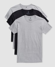  30 Hanes Platinum Men Gray Black Tagless Crew-Neck Undershirt T-Shirt 3-Pack M