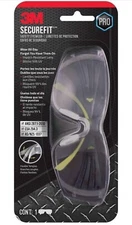 3M SecureFit Anti-Fog Safety Glasses Clear Lens Black/Green Frame 1 pc.