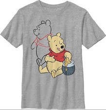 Disney NEW Winnie The Pooh Line Art Gray T Shirt Sz 10/12 Med NWT