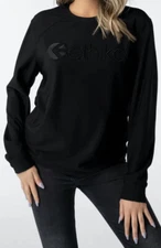 Ethika Sweatshirt Black Crew Long Sleeve Stretch Embroidered￼ Front Size S